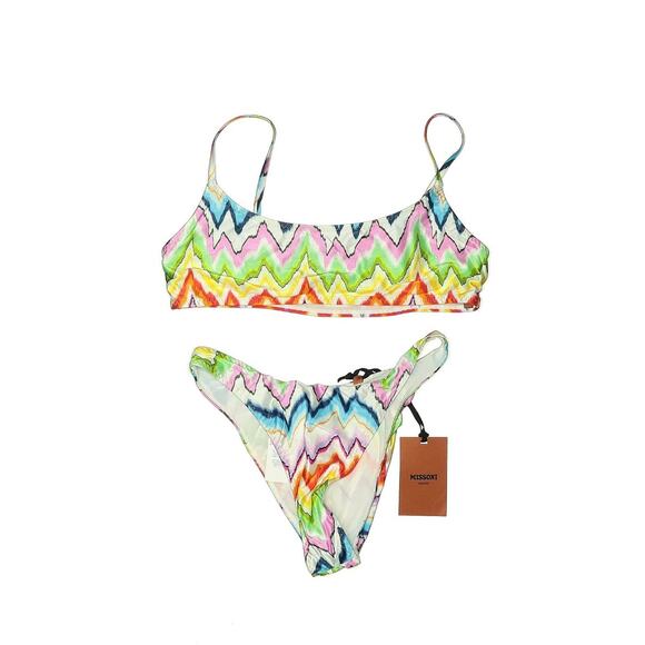 Missoni Bandeau Bikini Two Piece Bikini Set 44 L 8 Bathing Suit Swim NWT Zigzag - Picture 1 of 14